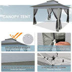 COBIZI 12x12 FT Pop up Gazebo on Clearance Outdoor pop up Canopy Tent,carpas para Patio, Shelter Tents with Sandbags & Portable Carry Bag, Patio Gazebos for Camping, Garden & Lawn, Darkgrey(Upgraded)