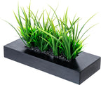 mygift artificial grass plant in rectangular wood planter shown in use