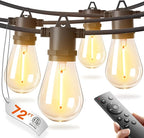 addlon 72FT(2-Pack*36FT) LED Outdoor String Lights with 24 Edison Vintage Shatterproof Bulbs, Commercial Grade Patio Lights, IP65 Waterproof for Balcony, Backyard and Garden, Warm White