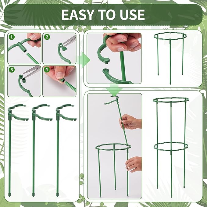 36 Pack Plant Support Stakes Sets - Versatile Plant Cages, Stackable Garden Flower Support， Small Plant Stakes for Indoor Plants,Tomato,Monstera, Peony, Hydrangea, Climbing Plants