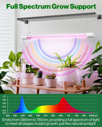 Sunco 6 Pack 2FT LED Grow Light, Full Spectrum, 20W | Indoor Lighting, for Seed Starting, Seedling, Indoor Plants, Plug in Suspended Fixture, Link Up to 8, Inline Switch