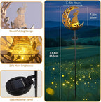 Lights Outdoor Decor Dog - Moon & Bird SolaGardenLights Waterproof, Auto On/Off Pathway Lighting for Yard/Lawn/Patio, Handcrafted Metal Solar-Stake-Lights for Outside Decorations