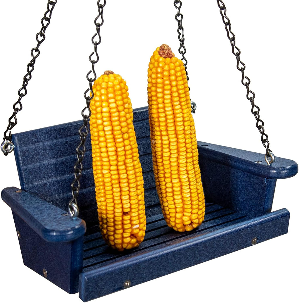Poly Lumber Squirrel Swing Corn Cob Feeder - Squirrel Feeder, Squirrel Corn Feeder Chair - Cute Swing Feeder for Squirrels - Fill with Corn and Hang (Blue)