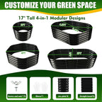 17" Tall Elevated Oval Metal Raised Garden Bed - 5ft x 2ft in Size and 0.8MM Thick Durable Planter Bed/Box for Vegetables Flowers Succulent at Patio/Garden Outdoor (Black, 5X2X1.4 FT)