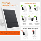 5 Pack IP65 Solar Panel for Rings Camera, 4W Solar Charger Compatible with Rings Spotlight &All-New Stick Up Outdoor Cam Battery, 10ft Long Cable with USB-C to Barrel Plug Adapter