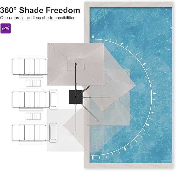 PURPLE LEAF Patio Umbrella 9' X 11.5' Rectangle Cantilever Umbrella Large Aluminum Outdoor Umbrellas with 360-degree Rotation & UPF40+ Premium Fabric for Deck Pool Garden Yard, Sand Dune