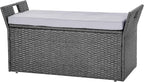 VEVOR Outdoor Storage Bench, 2-Person PE Rattan Storage Bench, 40 Gal Deck Box with Cushion & Side Handle, Supports up to 400 lbs, Weatherproof Outdoor Seating & Porch Decor for Patio Garden Balcony