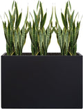 Metal Planter Box Rectangular Block - Modern Outdoor Galvanized Steel Long Box Planters All-Weather Use with Drainage Holes for Patio/Porch, 35.5×24×12IN