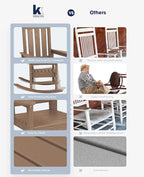 KINGYES Oversized Outdoor Rocking Chair, All-Weather Patio Rocking Chairs for Porch, HDPE Outdoor Patio Rockers with High Back & Wide Seat for Garden, Lawn, Brown