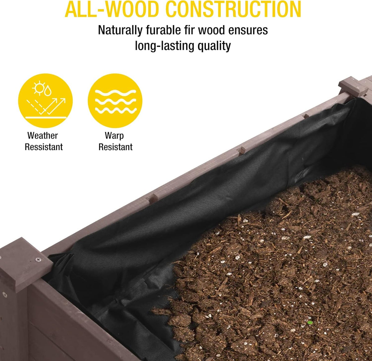 aivituvin 52.7x22x30in raised garden bed, elevated wood planter, close-up detail