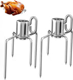 Skyflame Universal 304 Stainless Steel Rotisserie Meat Forks | Fits 1/2-Inch and 3/8-Inch Hexagon Spit Rods, Fits 3/8-Inch and 5/16-Inch Square Spit Rods, Fits 1/2-Inch Round Spit Rods