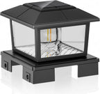 VOLISUN Metal Solar Post Cap Lights, Edison Bulb Light 1Pack,Black | Metal shell solar lamps with adjustable base 3.5x3.5-6x6 posts, warm & cool light for yard, fence, deck outdoor use