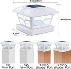 SIEDiNLAR Solar Post Cap Lights Outdoor 2 Modes, 4 Pack, White, Warm/White | Fence Post Lights, 8 LEDs for 4x4, 5x5 & 6x6 Vinyl/Wood Posts, Solar-Powered Waterproof for Patio, Deck, Garden & Yard Decor