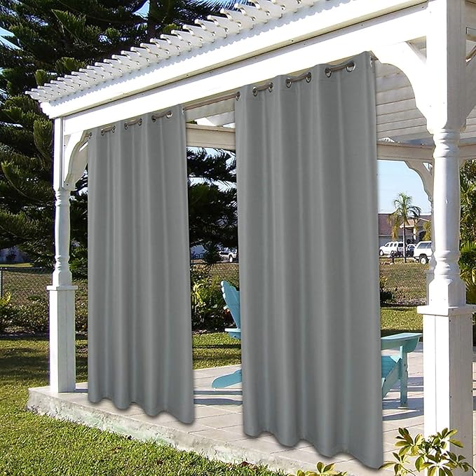 BONZER Outdoor Curtains for Patio Waterproof Thick Privacy Grommet Light Filtering Outside Curtains for Porch Pergola Gazebo Deck, 1 Panel, 54W x 108L inch, Grey