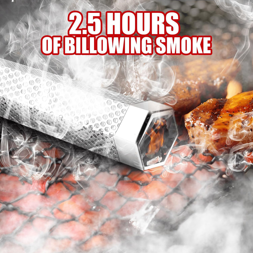 SHIKORI Smoker Tube,Stainless Steel Pellet Smoker Tube for Cold Smoker-6" | 5 Hours of Billowing Smoke-for Any Grill or Smoker,with Cleaning Brush