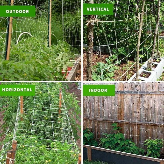 Tcamp Garden Trellis Netting for Plants (5Ft x15Ft, 3.5" Square Mesh Ployester, 2Pack)