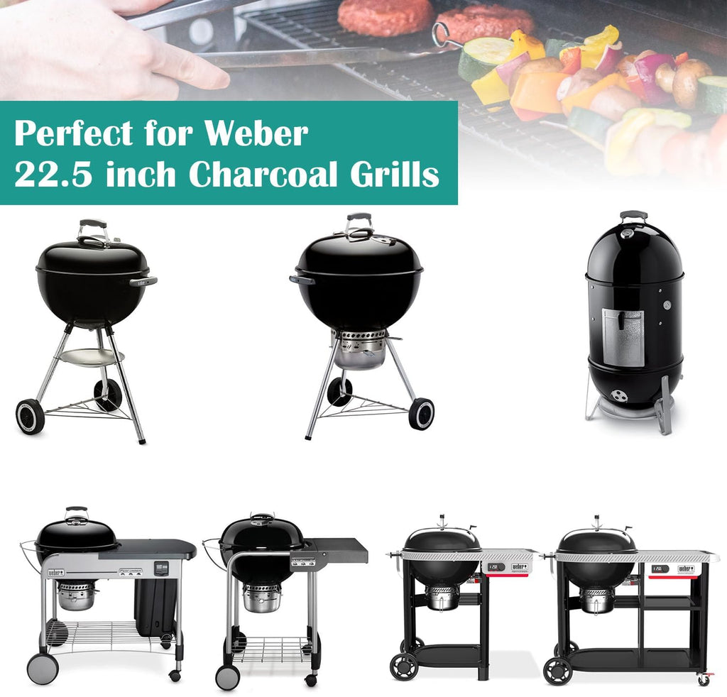 Full Size Griddle Inserts for Weber 22" Charcoal Grills, Flat Top Griddle for Weber 22" Original Kettle, Master-Touch and Performer Deluxe Charcoal Grill, Compatible Other 22 inch Round Grills