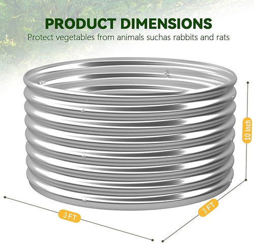 4 Pack 3x3FT Round Raised Beds for Gardening, Corrugated Galvanized Steel Raised Garden Bed, Outdoor Metal Above Ground Garden Bed for Vegetables and Flowers-3x3FTx10Inch