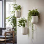 LA Jolie Muse Wall Hanging Planters for Indoor Plants，Hanging Flower Pots for Air Plants Succulent, Set of 2, 5.7L*4.1W*7H, Speckled White | Wall Hanging Planters, Decorative Wall Planters for Air Plants, Succulents, Hanging Flower Pots, 5.7*L4.1W*7H