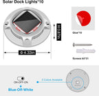 Solar Driveway Lights - 10 Pack, IP68 Waterproof, 2 Color Modes (Blue/White) for Step, Sidewalk, Pathway, Patio, Garden