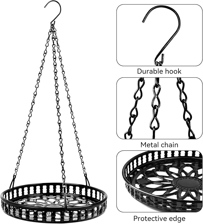 Metal Plant Hanger Indoor Outdoor, Plant Hanger for Indoor Outdoor Plants, Flower Pot Hanging Plant Holder, Hanging Plant Shelf, Black, 1pcs