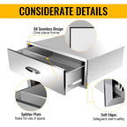 outdoor kitchen single drawer bbq drawer stainless steel, side view