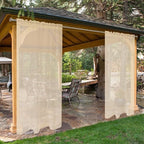 SpaceDresser Waterproof Outdoor Sheer Curtains for Patio - 4 Panels Rod Pocket Indoor Voile Sheer Curtain for Living Room,52W x 120L inch,Beige
