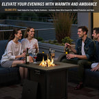 Belord 5 Piece Wicker Patio Furniture Set with 30" Propane Fire Pit Table, Outdoor Swivel Recliner Chairs with Adjustable Backrest & Footrest for Patio Conversation and Backyard Gathering