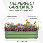 1MORE Galvanized Raised Garden Bed- Planter Garden Boxes Outdoor, Raised Beds for Gardening, 6x2x1.4ft Metal Garden Bed Kit for Vegetables Flower, Planter Raised Bed with Protective Tape & Tools.Green