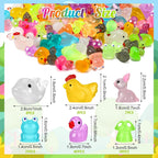 135 PCS Luminous Mini Resin Ducks Tiny Glow in The Dark Duck | Chickens Rabbit Frogs Dolphin Mushroom, 6 Combination Sets Resin Miniature Animals for Micro Landscape Dollhouse Decoration