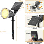 Solar Spot Lights Outdoor Waterproof: 1000LM Big Adjustable Spotlight - 2-in-1 15Hrs+ Long Lasting Spot Light - Solar Powered Spotlights Landscape Lighting for Garden, Yard, Tree, Flag, Wall, Pathway