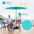 Abba Patio 11FT Lyon Outdoor Patio Umbrella Outdoor Table Umbrella with Push Button Tilt and Crank Market Umbrella 8 Sturdy Ribs UV Protection Waterproof for Garden Deck Backyard Pool, Turquoise
