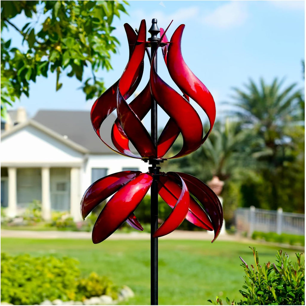 Yard Garden Wind Spinners - Large Outdoor Metal Wind Spinners with Stake, Yard Art Lawn Garden Decor (19" W x 87" H)
