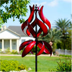 Yard Garden Wind Spinners - Large Outdoor Metal Wind Spinners with Stake, Yard Art Lawn Garden Decor (19" W x 87" H)