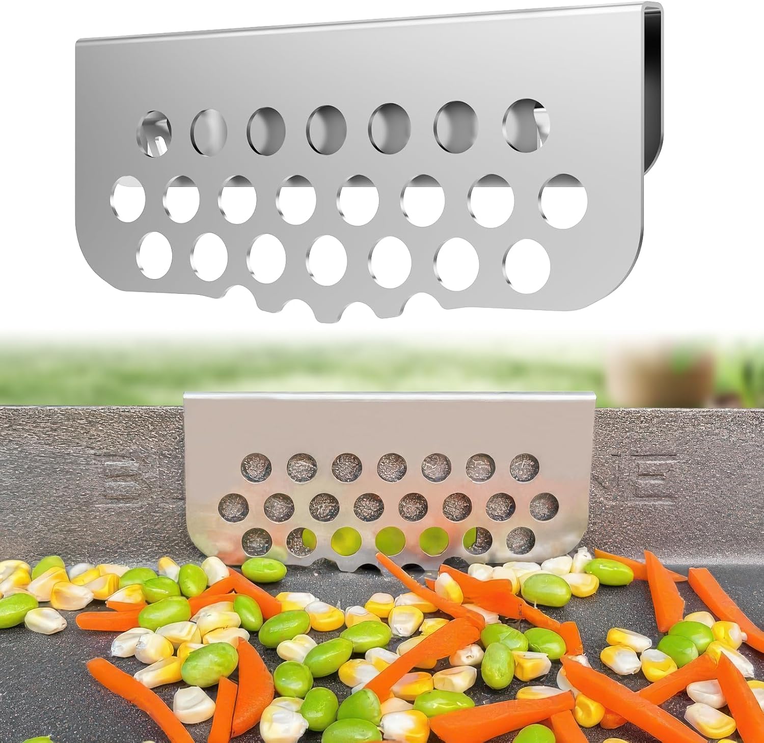 Grilling Rear Grease Gate for Blackstone Griddle Accessory Grease Blocker | Buckle Design Griddle Cooking Accessory Block Food into Rear Grease Catcher, Not For Old-style Long Hook 17" & 22" Blackstone