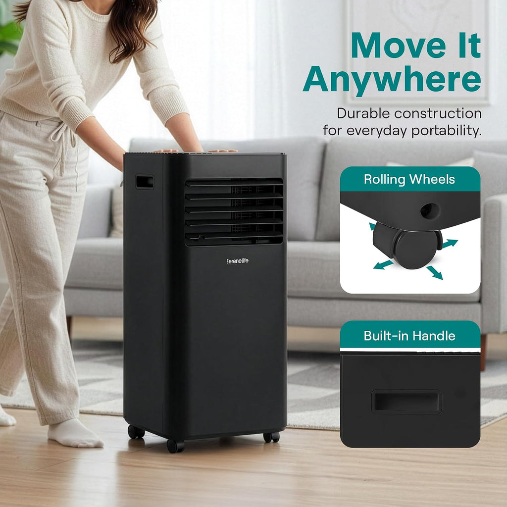 serenelife portable air conditioner 8000 btu | 3-in-1 showing dimensions