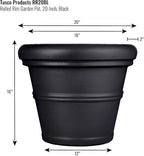 Tusco Products RR20BK Classic Rolled Rim Garden Planter, 20", Black