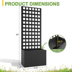 FENCY Metal Planter Box with Trellis, Planter Trellis for Climbing Plants Vegetable Vines, Trellis with Planter Box & Privacy Screen, Raised Garden Bed with Drainage Holes (23.6" L x 63" H/Lattice)