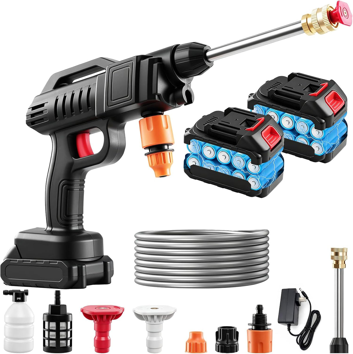 21v cordless pressure washer with 2 * 2ah, main product view