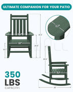 SERWALL HDPE Outdoor Rocking Chair Set of 8, Patio Rocking Chairs for Adults, All Weather Outdoor Rockers for Lawn, Green