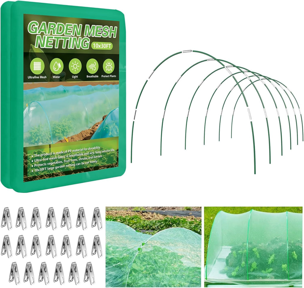 garden netting kit for raised beds, 10x30ft green, main product view