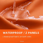 Waterproof Outdoor Curtain W105 x L84 - Grommet Top Sunlight Blocking Window Treatment Drapes Blackout Curtains for Home Bedroom Living Room Outdoor Patio Porch Gazebo (Orange, 2 Panels)
