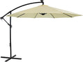 Sunnydaze 10' Solar Offset Patio Umbrella - Solar Cantilever Umbrella Outdoor with LED Lights - Polyester Shade, Air Vent, & Cross Base