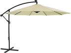 Sunnydaze 10' Solar Offset Patio Umbrella - Solar Cantilever Umbrella Outdoor with LED Lights - Polyester Shade, Air Vent, & Cross Base