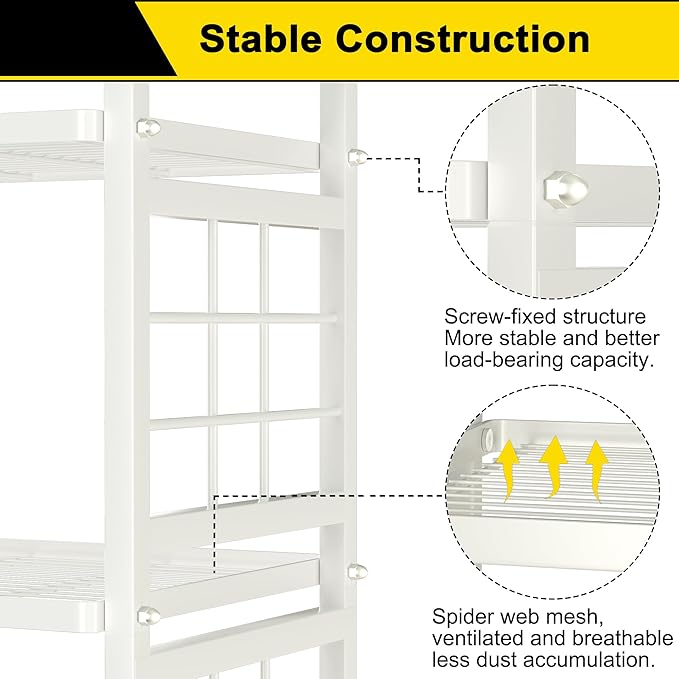 GIOTORENT 6-Wire Garage Shelving Storage Shelves, Metal Shelving Unit Pantry Rack, Kitchen Storage Adjustable Shelf 900Lbs Capacity for Laundry Kitchen Bathroom Organizer(White)