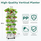 Strawberry Vertical Planters Tower Garden 3 Pack, 7 Tiered Stacking Herb Vegetable Planter with Support Pole Indoor and Outdoor - White