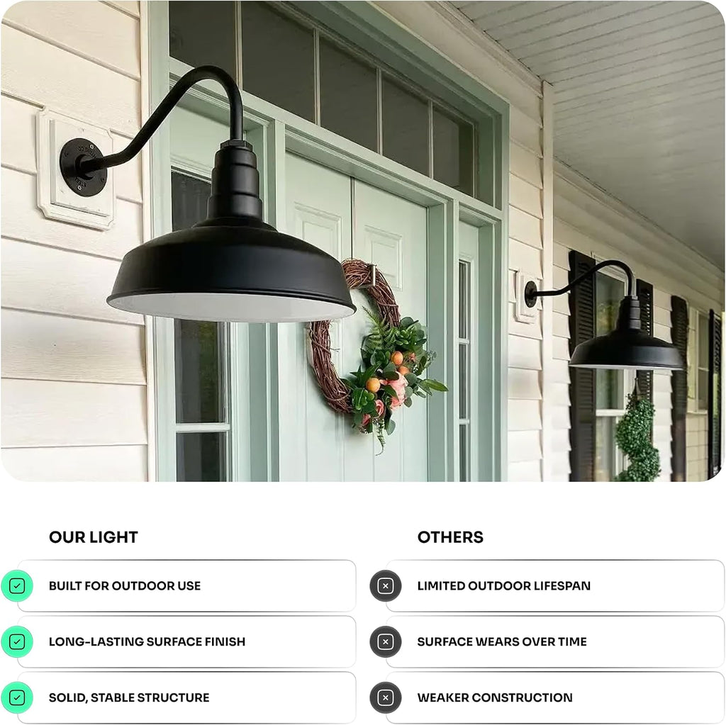 11" Gooseneck Barn Light Outdoor | Farmhouse Exterior | Hunter Green/Brass