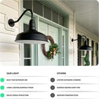 11" Gooseneck Barn Light Outdoor | Farmhouse Exterior | Hunter Green/Brass