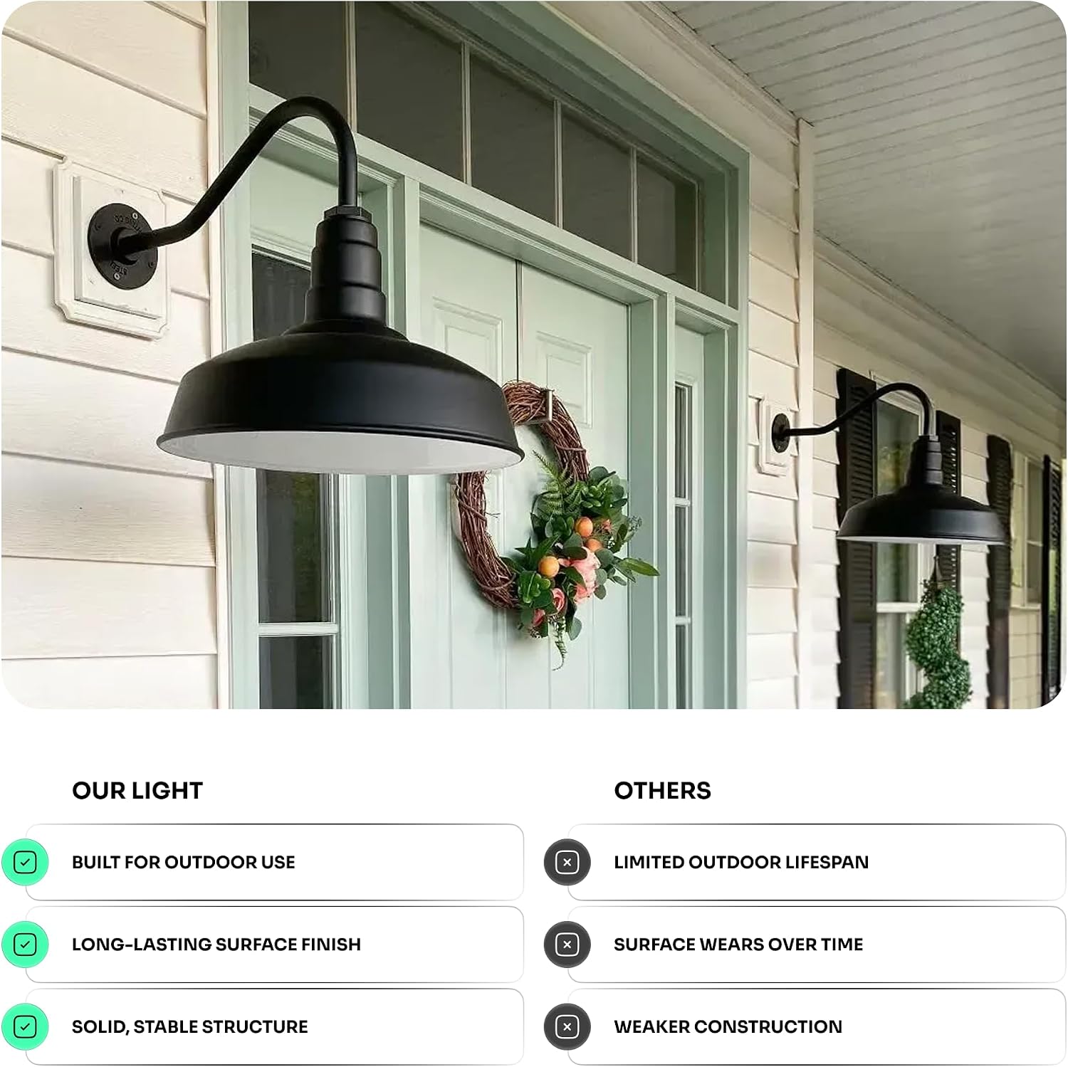 23" Gooseneck Barn Light Outdoor | Farmhouse Exterior | Hunter Green/Brass