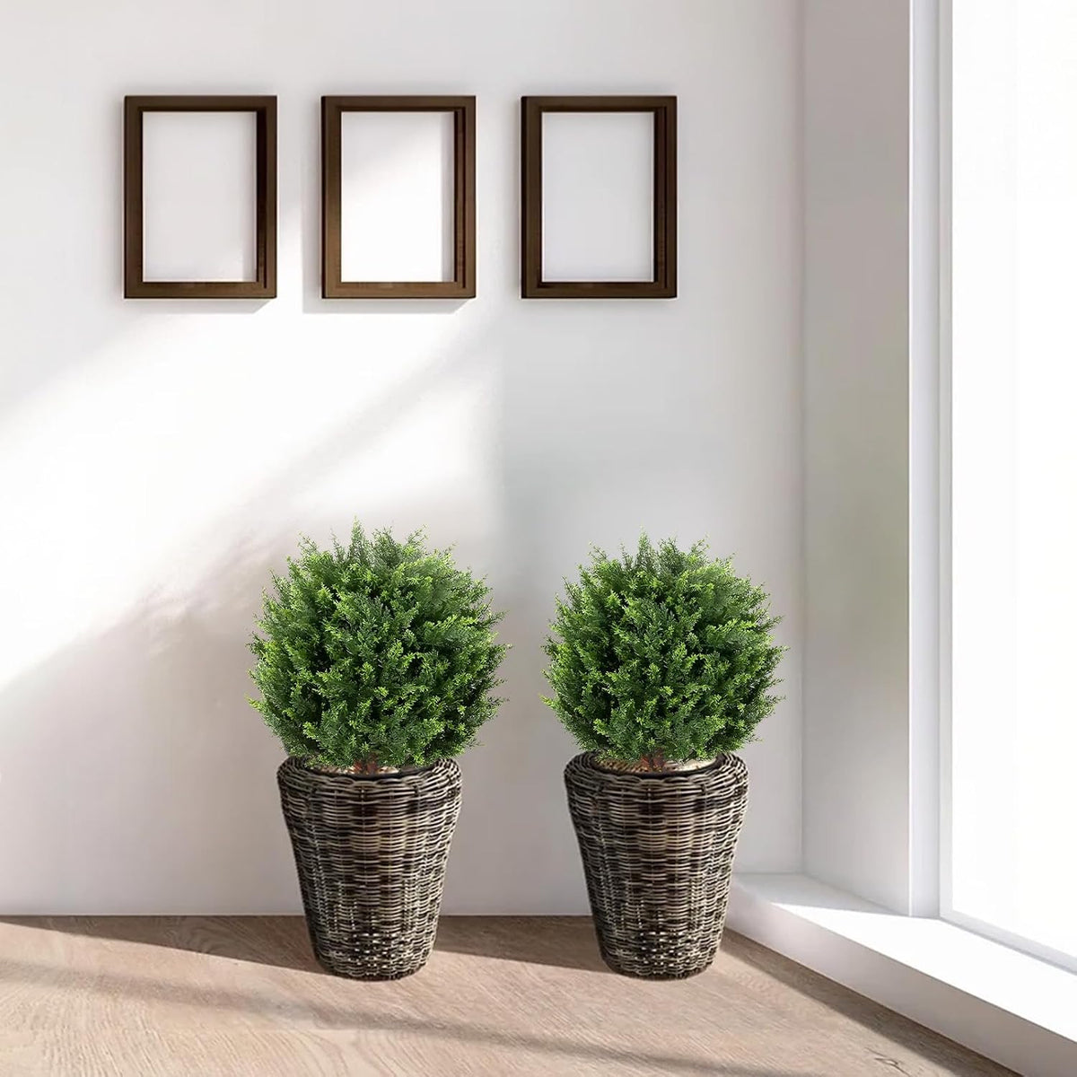 22''t artificial cedar topiary ball tree 2 pack, package contents